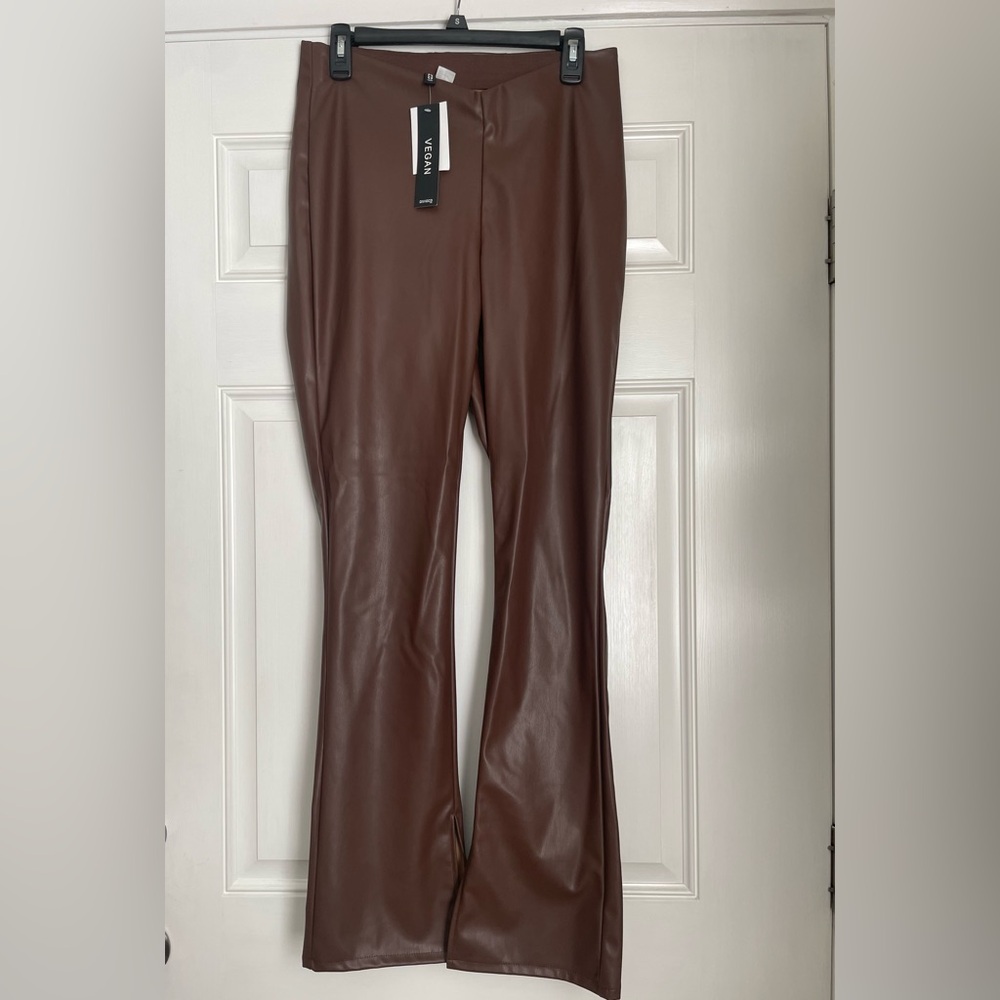 Chocolate Brown‎ Vegan Leather Flares